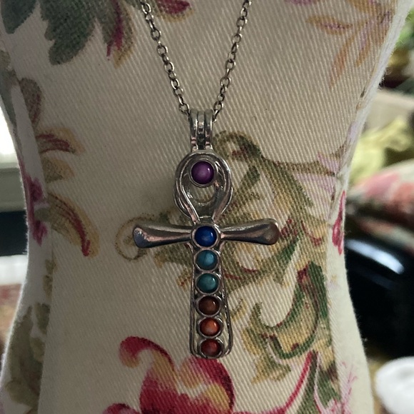 4 pc set plus 6 pearls Ankh Chakra, Lucky Elephant with 2x20” 925 Silver Chains - Picture 4 of 16